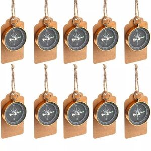 Set of 10 Gold and Black Compasses with Tags